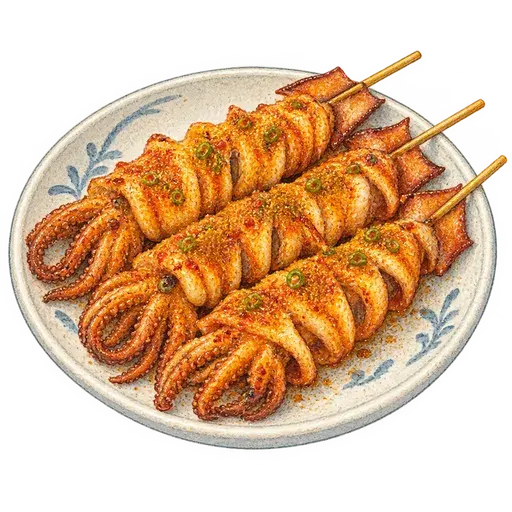 중국식 오징어 통꼬치 완성 사진