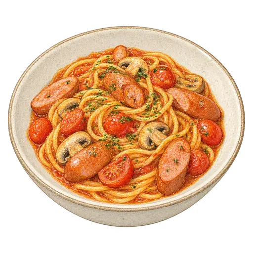 토마토 소시지 파스타 완성 사진